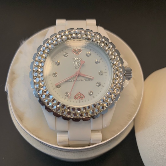 Samantha Silva Japanese Brand White Crystal Watch - Picture 1 of 8